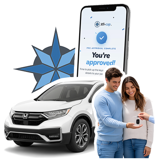 An Xfi-cap approval moment with a vehicle and confetti